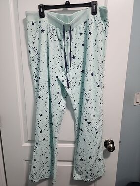 Sonoma Mint Lounge Pants with Navy Star Print and Drawstring